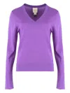 Calvin Klein Long-sleeve V-neck Sweater In Purple