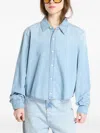 Calvin Klein Long-sleeved Cropped Shirt In Blue