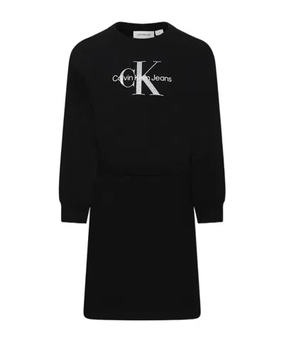 Calvin Klein Kids' Long-sleeved Dress In Black