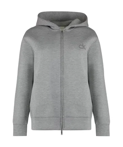Calvin Klein Full Zip Hoodie In Grey
