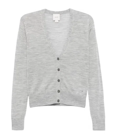 Calvin Klein Long-sleeved Knitted Cardigan In Gray