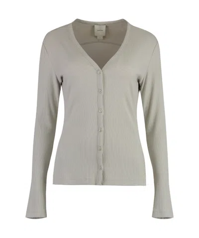 Calvin Klein Long-sleeved Knitted Cardigan In Gray