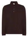 Calvin Klein Long-sleeved Polo Shirt In Brown