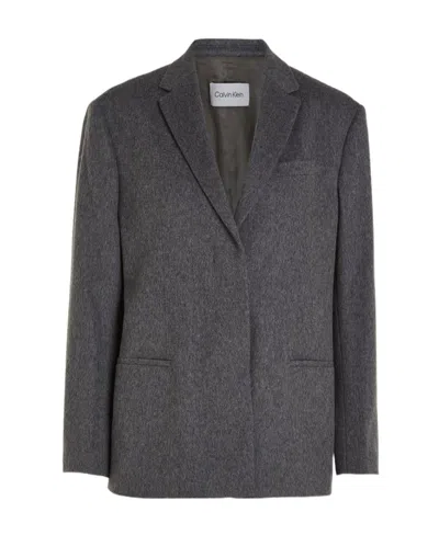 Calvin Klein Long Sleeved Suit Jacket In Black