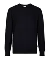 Calvin Klein Tonal Logo Smooth Cotton Crewneck Sweater In Black
