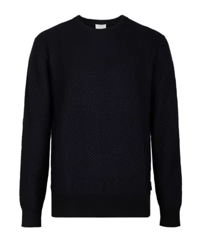 Calvin Klein Tonal Logo Smooth Cotton Crewneck Sweater In Black