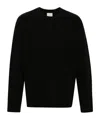 Calvin Klein Tonal Logo Smooth Cotton Crewneck Sweater In Black