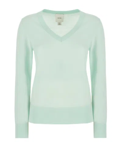 Calvin Klein Long-sleeved Sweater In Green