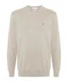 Calvin Klein Logo-embroidered Waffle-knit Jumper In White