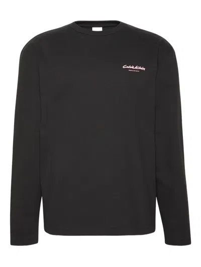Calvin Klein Long-sleeved T-shirt In Black