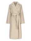 Calvin Klein Long Trench Coat - Beige In Beige