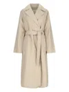 Calvin Klein Long Trench Coat - Beige In Cream