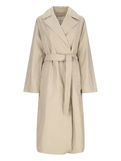 Calvin Klein Long Trench Coat In White Pepper