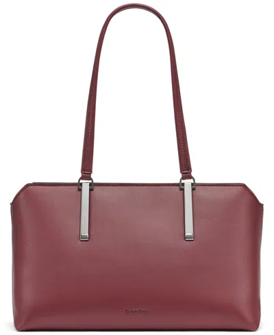 Calvin Klein Lori Top Zipper Tote Bag In Red