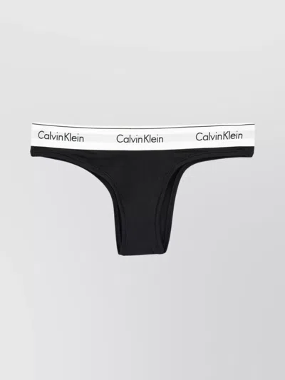 Calvin Klein Modern Cotton-jersey Thong In Black Fabric