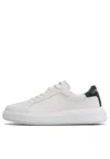 Calvin Klein Low Top Lace Up Lth Sneakers In Bianco