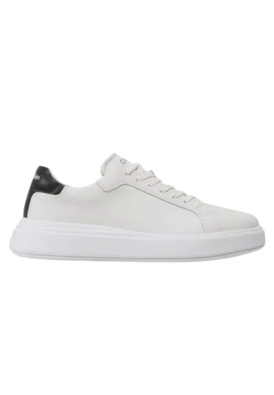 Calvin Klein Low Top Lace Up Lth Sneakers In Bianco Chiari E Naturali
