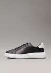Calvin Klein Low Top Lace Up Lth Sneakers In Black