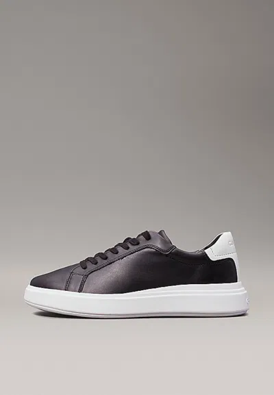 Calvin Klein Low Top Lace Up Lth Sneakers In Nero