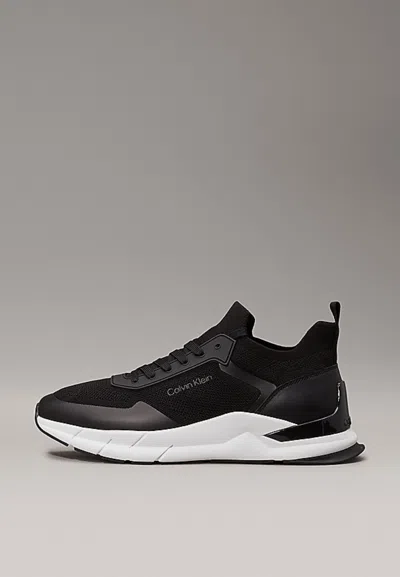 Calvin Klein Low Top Lace Up Mix Sneakers In Nero