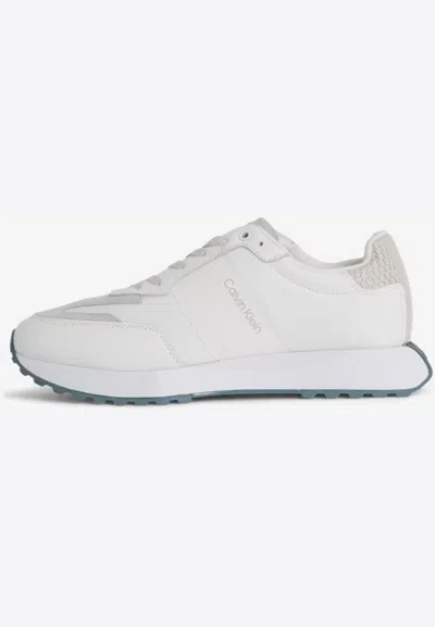 Calvin Klein Low Top Lace Up Nylo0n Woven In Bianco