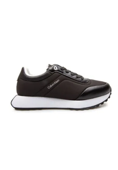 Calvin Klein Low Top Lace Up Sneakers W/padding In Nero