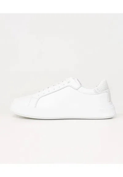 Calvin Klein Low Top Lace Up Woven Sneakers In Bianco