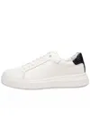 Calvin Klein Low Top Lace Up Woven Sneakers In Bianco-nero