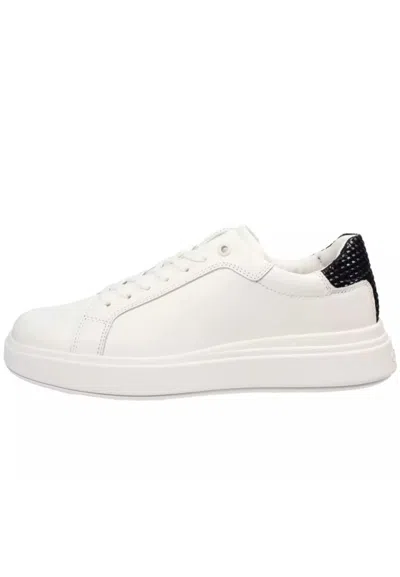 Calvin Klein Low Top Lace Up Woven Sneakers In Bianco-nero