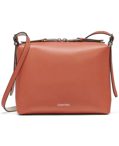 Calvin Klein Lowen Crossbody Bag In Chili Spice,cherub White