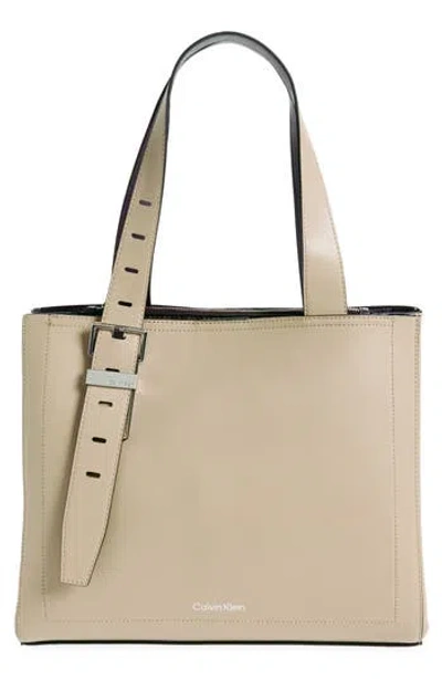 Calvin Klein Lowen Tote Bag In Silv Mink/plum