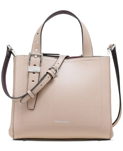 Calvin Klein Lowen Triple Compartment Adjustable Crossbody In Silv Mink
