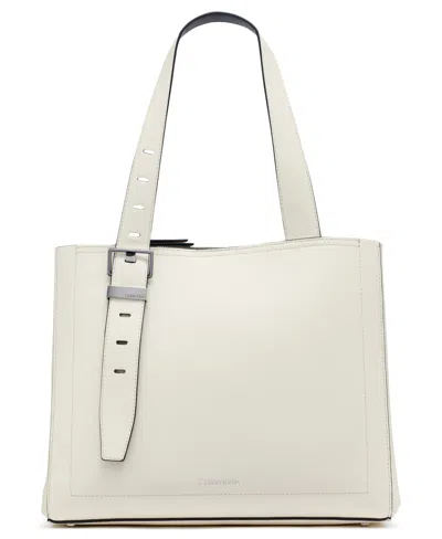 Calvin Klein Lowen Triple Compartment Adjustable Tote In White,black