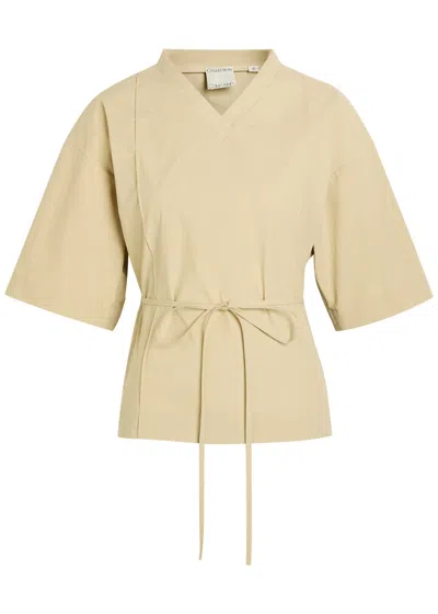 Calvin Klein Lynn Cotton-poplin T-shirt In Brown