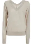 Calvin Klein Lyocell Wool V-neck Sweater Sweater In Beige