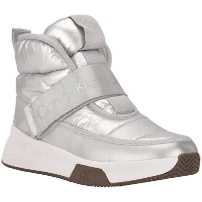 Calvin Klein Mabon Womens Nylon Slip-on Casual And Fashion Sneakers In Silver