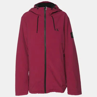 Calvin Klein Magenta Nylon Hoodie Jacket In Red