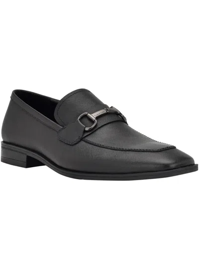 Calvin Klein Malcome 2 Mens Leather Slip-on Loafers In Black Saffiano