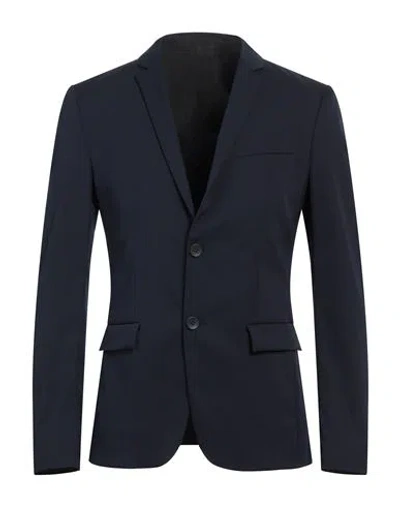 Calvin Klein Man Blazer Navy Size 38 Polyester, Wool, Elastane In Navy Blue