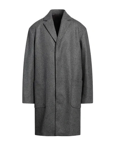 Calvin Klein Man Coat Steel Grey Size L Wool, Polyamide In Gray