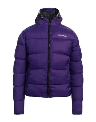 Calvin Klein Man Down Jacket Purple Size Xxl Nylon