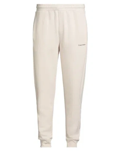 Calvin Klein Man Pants Ivory Size Xs Cotton, Polyester In Neutral