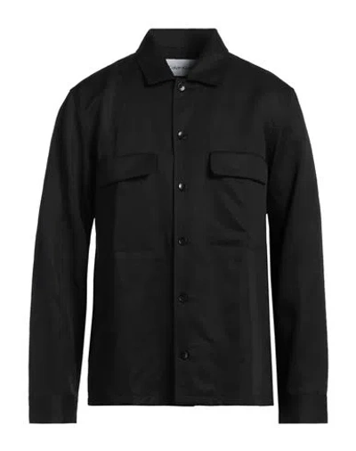 Calvin Klein Man Shirt Black Size Xl Lyocell, Linen