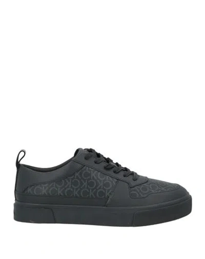 Calvin Klein Man Sneakers Black Size 9 Leather, Polyurethane