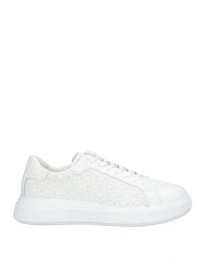 Calvin Klein Man Sneakers White Size 8 Leather In White