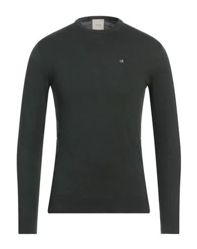 Calvin Klein Man Sweater Dark Green Size Xs Cotton, Silk