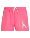 Calvin Klein Man Swim Trunks Coral Size S Polyester In Pink