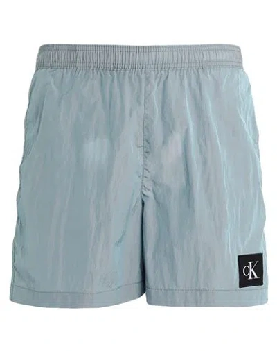 Calvin Klein Man Swim Trunks Sky Blue Size L Polyester, Polyamide