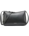 Calvin Klein Mandy Top Zipper Crossbody In Black,silver