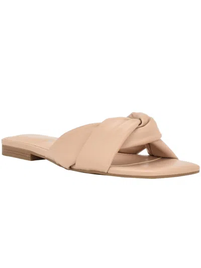 Calvin Klein Marita Womens Slip On Square Toe Flatform Sandals In Brown